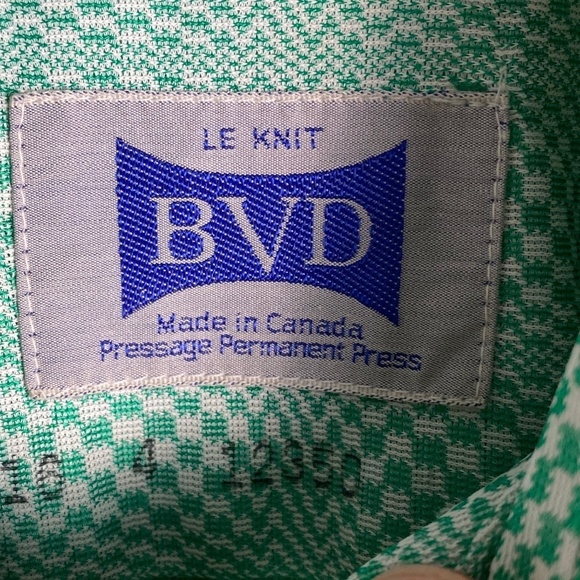 Vintage BVD Men's Peppermint Green Psychedelic Print Button Up LS Shirt Size 16 - Picture 2 of 13